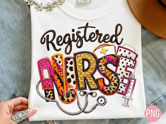 Registered Nurse Embroidery Style PNG Review