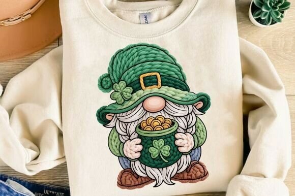 St Patrick Gnome PNG, Faux Embroidery Review